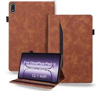 DWaybox Shockproof Case for OnePlus Pad 3 / OnePlus Pad 2 Pro 13.2 inch Released 2025 - Retro PU Leather + TPU Hybrid Protective Cover with Anti-Slip Grip Strap & Card Slots -Brown