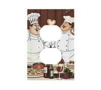 Dwbguo Decorative Outlet Covers Funny Italian Chef Wine Pizza 1 Gang Duplex Light Switch Cover Plate Cute Kitchen Cooking Art Unique Wall Plates Switch Plate Cover for Kitchen Dining Room Home Decor