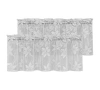 DWCN 2 Pack Lace Valances for Kitchen - Elegant Floral Design Rod Pocket Half Window Sheer Curtains for Small Window Living Room Cafe, 42 x 18 inch, Grey