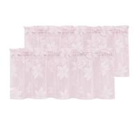 DWCN 2 Pack White Floral Lace Valances for Kitchen - Rod Pocket Half Window Sheer Curtains for Small Window Living Room Cafe, 42 x 18 inch, Sakura Pink