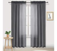 DWCN 2 Panels Dark Grey Semi Sheer Voile Panels 52" x 84"