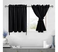 DWCN Black Blackout Curtains for Living Room, Short Curtains for Small Window, Thermal Curtains for Bedroom, 24 Inch Curtains for Cafe, Boys Room, Kitchen, Basement - 42 by 24 Inch, Black, 1 Pair