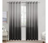 DWCN Black Gradient Curtains for Living RoomNet Curtain EyeletVoile Curtains 90 Drop Pair Sheer curtains for Bedroom Set of 2, 66 x 90 Inches