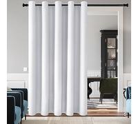 DWCN Blackout Curtain Panel for Bedroom - Thermal Insulated Energy Saving Grommet Blackout Drapery for Patio Door, Room Divider Long Curtain, White, W80 by L120, 1 PC