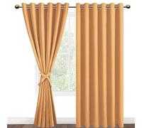 DWCN Blackout Curtains 90 x 90 Inch with Tiebacks for Bedroom Thermal Insulated Solid Eyelet Curtains for Living Room,2 Panels,90" Wide x 90" Drop Pumpkin Orange