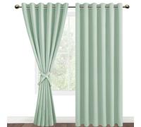 DWCN Blackout Curtains 90 x 90 Inch with Tiebacks for Bedroom Thermal Insulated Solid Eyelet Curtains for Living Room,2 Panels,90" Wide x 90" Drop Bean Green