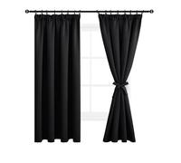 DWCN Blackout Curtains for Bedroom Pencil Pleat Curtains Thermal Insulated Curtain for Home Decoration Room Darkening Drapery Curtains for Living Room 55 x 69 inch Length, Black, 2 Panels