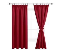 DWCN Blackout Curtains for Bedroom Thermal Insulated Curtain with Tiebacks Pencil Pleat Curtains for Living Room 46 x 72 inch Length, Red, 2 Panels