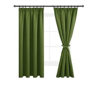 DWCN Blackout Curtains for Bedroom Thermal Insulated Curtain with Tiebacks Pencil Pleat Curtains for Living Room 46 x 72 inch Length, Green, 2 Panels