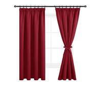 DWCN Blackout Curtains for Bedroom Thermal Insulated Curtains with Tiebacks Pencil Pleat Window Curtains for Living Room 46 x 54 inch Length, Red, 2 Panels