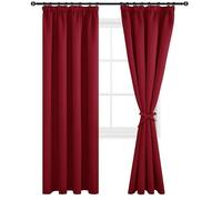 DWCN Blackout Curtains for Bedroom Thermal Insulated Curtains with Tiebacks Pencil Pleat Window Curtains for Living Room 55 x 96 inch Length, Red, 2 Panels