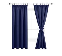 DWCN Blackout Curtains for Bedroom Thermal Insulated Curtains with Tiebacks Pencil Pleat Window Curtains for Living Room 46 x 72 inch Length, Navy Blue, 2 Panels