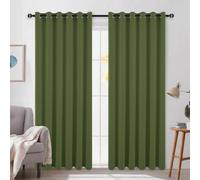 DWCN Blackout Curtains for Bedroom - Thermal Insulated Light Blocking Eyelet Window Curtains for Living Room 90 x 90 inch Length, Green, 2 Panels