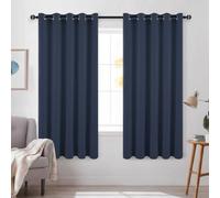 DWCN Blackout Curtains for Bedroom - Thermal Insulated Light Blocking Eyelet Window Curtains for Living Room 66 x 72 inch Length, Navy Blue, 2 Panels