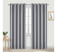 DWCN Blackout Curtains for Bedroom - Thermal Insulated Light Blocking Eyelet Window Curtains for Living Room 66 x 90 inch Length, Silver Grey, 2 Panels