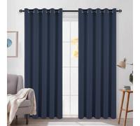 DWCN Blackout Curtains for Bedroom - Thermal Insulated Light Blocking Eyelet Window Curtains for Living Room 66 x 90 inch Length, Navy Blue, 2 Panels
