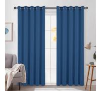 DWCN Blackout Curtains for Bedroom - Thermal Insulated Light Blocking Eyelet Window Curtains for Living Room 66 x 90 inch Length, Blue, 2 Panels