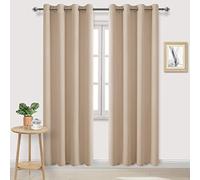 DWCN Blackout Curtains for Bedroom - Thermal Insulated Light Blocking Eyelet Window Curtains for Living Room 55 x 88 inch Length, Beige, 2 Panels