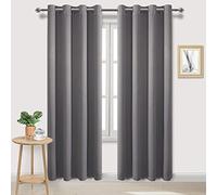 DWCN Blackout Curtains for Bedroom - Thermal Insulated Light Blocking Eyelet Window Curtains for Living Room 55 x 79 inch Length，Grey，2 Panels