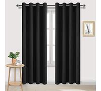 DWCN Blackout Curtains for Bedroom - Thermal Insulated Light Blocking Eyelet Window Curtains for Living Room 55 x 88 inch Length，Black，2 Panels
