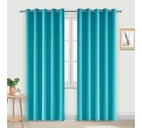 DWCN Blackout Curtains for Bedroom - Thermal Insulated Light Blocking Eyelet Window Curtains for Living Room 66 x 90 inch Length, Turquoise, 2 Panels