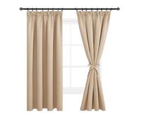 DWCN Blackout Curtains for Bedroom Thermal Insulated Room Darkening Pencil Pleat Window Curtains for Living Room 66 x 72 inch Length, Beige, 2 Panels