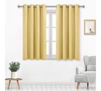 DWCN Blackout Curtains for Living Room, Room Darkening Curtains for Bedroom, Solid Thermal Privacy, Window Curtains, Light Yellow, W 52" x L 54", 2-Piece Set