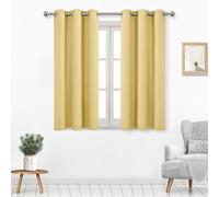 DWCN Blackout Curtains for Living Room, Room Drakening Curtains for Bedroom, Solid Thermal Privacy Protection 45 Inch Window Curtains, Light Yellow, W42 x L45 Inch, Set of 2