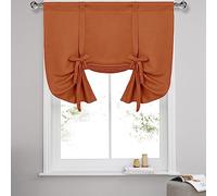 DWCN Blackout Curtains-Tie Up Shade for Window Thermal Insulated Room Darkening Rod Pocket Curtains for Kitchen, Burnt Ochre, W42 X L45 Inches, 1 Panel