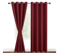 DWCN Blackout Curtains with Tiebacks for Bedroom Thermal Insulated Solid Eyelet Curtains for Living Room,2 Panels,52" Wide x 84" Drop Burgundy