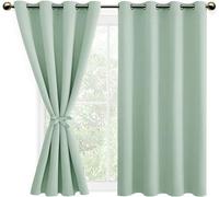 DWCN Blackout Curtains with Tiebacks for Bedroom Thermal Insulated Solid Eyelet Curtains for Living Room,2 Panels,52" Wide x 54" Drop Bean Green