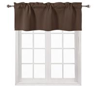 DWCN Blackout Valance Curtains Rod Pocket Tier Kitchen Curtain Panel 42 x 18inch Long for Living Room Bathroom Cafe Laundry Basement, Set of 1 Panel, Brown