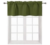 DWCN Blackout Valance Rod Pocket Window Valance Curtains 42 x 12 inch Long,1 Panel, Olive Green