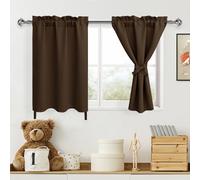 DWCN Brown Blackout Curtains for Living Room, Short for Small Window, Thermal for Bedroom, 36 Inch for Cafe, Boys Room, Kitchen, Basement - 30 by 36 Inch, Brown, 1 Pair