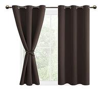 DWCN Brown Blackout Curtains with Tiebacks for Bedroom Thermal Insulated Solid Eyelet Curtains for Living Room,2 Panels,46" Wide x 54" Drop