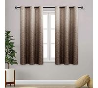 DWCN Brown Ombre Short Curtains for Bedroom - Damask Patterned Thermal Insulated Blackout Room Darkening Grommet Curtains for Living Room, Set of 2 Window Curtain Panels, 46 x 54 Inches Long, Brown