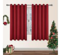 DWCN Christmas Blackout Curtains for Bedroom - Thermal Insulated Light Blocking Eyelet Window Curtains for Living Room 66 x 54 inch Length, Red, 2 Panels