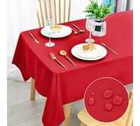 DWCN Christmas Decorative Red Table Cloth Wipe Clean Tablecloth Rectangular Wipeable Tablecloths 140x240cm(55x95in) Christmas Decorative Table Cloth Water Resistant Tablecloth Polyester