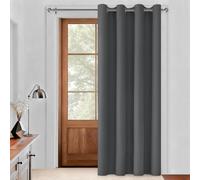 DWCN Dark Grey Blackout Door Curtain with Eyelet, 52 X 70 Inch Width by Length Thermal Insulated Noise Reducing Room Divider Window Treatment for Living Room Bedroom Sliding Glass, 1 Panel