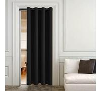 DWCN Door Blackout Curtains for Living Room Thermal Curtains Room Divider Eyelet Curtain Window Home Fashion Decoration, 52 x 95, Black, 1 Panel