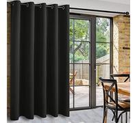 DWCN Door Curtain for Living Room, 1 Panel Black Curtains 84 inch drop Thermal Insulated, Black, 80 x 84 inch Width by Length