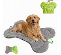 DWCN Doul-Use Portable Dog Bed Mat with Pullout Handle, All Season Available Washable Flat Crate Mat for Medium to Large Dogs Kennel Bed Sleeping Pad for Indoor/Outdoor/Car, 47 x 32 Inches, Gray