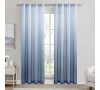 DWCN Eyelet Voile Curtains 90 Drop Blue Gradient Sheer Net Curtains for Living Room Windows Set of 2, 55 x 90 Inches