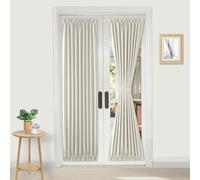 DWCN French Door Curtains - Rod Pocket Thermal Blackout Curtain for Doors with Glass Window, Kitchen and Patio Doors for Privacy, 25 X 72 Inches Long, 1 Curtain Panel with Tieback, Ivory