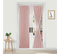 DWCN French Door Curtains - Rod Pocket Thermal Blackout Curtain for Doors with Glass Window, Kitchen and Patio Doors for Privacy, 25 X 72 Inches Long, 1 Curtain Panel with Tieback,Blush Pink