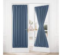 DWCN French Door Curtains - Rod Pocket Thermal Blackout Curtain for Doors with Glass Window, Kitchen and Patio Doors for Privacy, 54 X 80 Inches Long, 1 Curtain Panel with Tieback, Dusty Blue
