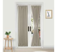DWCN French Door Curtains - Rod Pocket Thermal Blackout Curtain for Doors with Glass Window, Kitchen and Patio Doors for Privacy, 25 X 72 Inches Long, 1 Curtain Panel with Tieback, Taupe