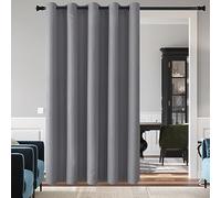 DWCN Grey Blackout Curtain Panel for Bedroom - Thermal Insulated Energy Saving Grommet Blackout Drapery for Patio Door, Room Divider Long Curtain, W60 inches by L96 inch, 1 PC