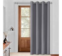 DWCN Grey Blackout Door Curtain with Eyelet, 52 X 70 Inch Width by Length Thermal Insulated Noise Reducing Room Divider Window Treatment for Living Room Bedroom Sliding Glass, 1 Panel