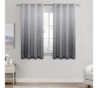 DWCN Grey Gradient Voile Curtains for Bedroom 54 Inch Drop Eyelet Net Curtains for Windows 55x54 Inches Set of 2